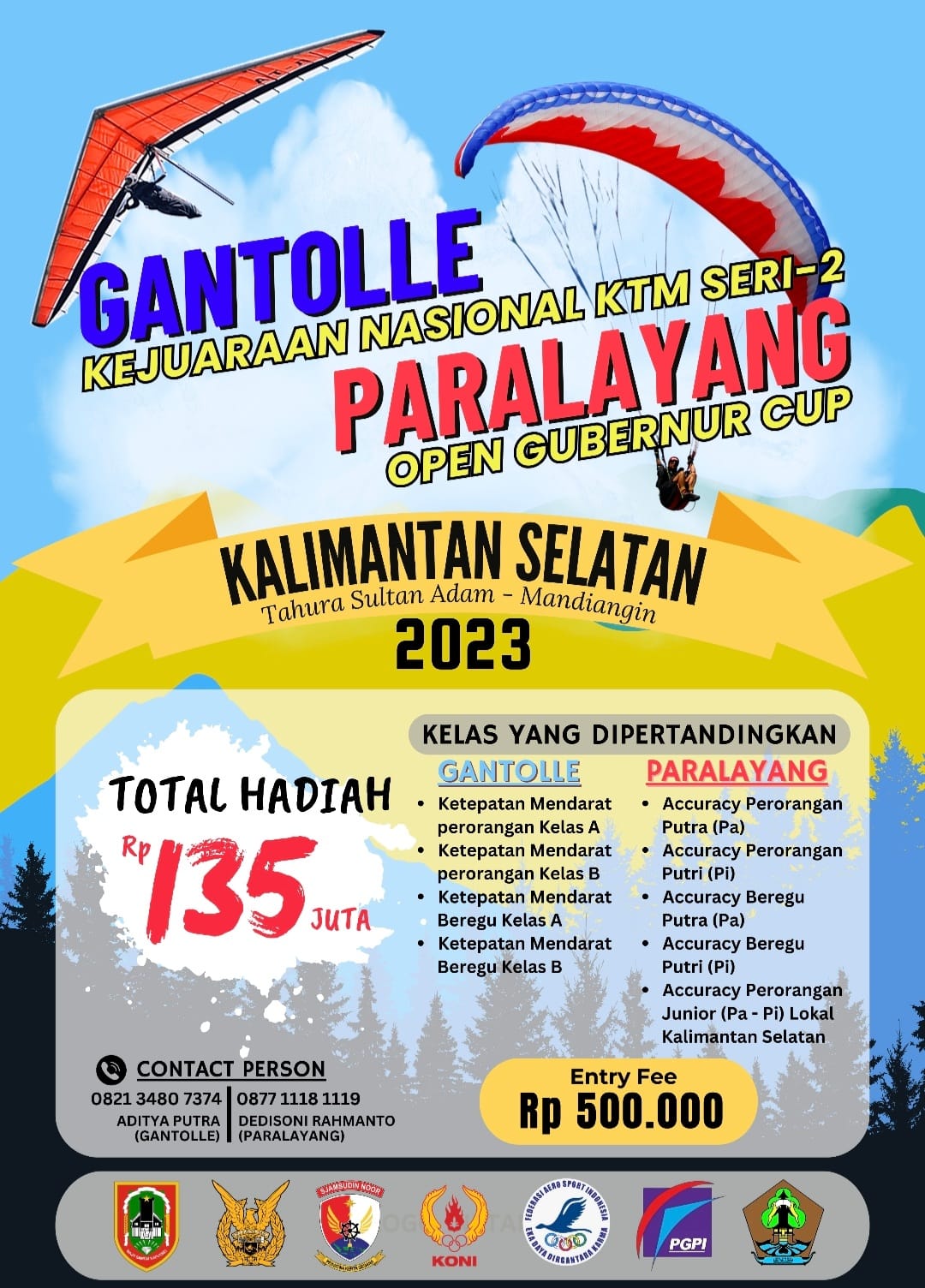 Thumbnail Gantolle Kejurnas Seri 2 dan Paralayang Open Gubernur Cup Kalimantan Selatan 2023